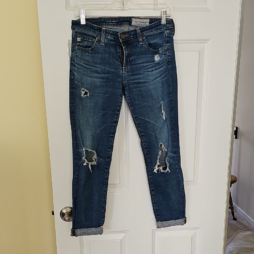 AG Adriano Goldschmied Dark Blue Distressed Jeans